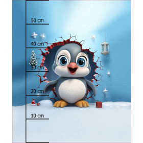 HAPPY PENGUIN -  PANEL (60cm x 50cm) brushed knitwear with elastane ITY