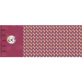 FRIENDS PENGUINS PAT.1 / purple (CHRISTMAS PENGUINS) - PANORAMIC PANEL (60 x 155cm)