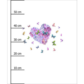 HEART / Flowers and butterflies - panel (60cm x 50cm) looped knit 