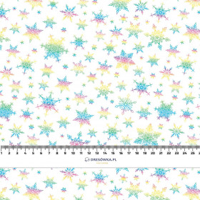 RAINBOW SNOWFLAKES  - brushed knit fabric with teddy / alpine fleece