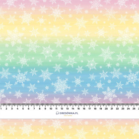 SNOWFLAKES PAT. 2 / RAINBOW STRIPES XL pat. 2  - single jersey with elastane 