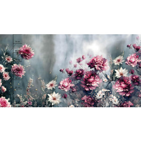 VINTAGE FLOWERS Pat. 4 - panel (80cm x 155cm) brushed knitwear with elastane ITY
