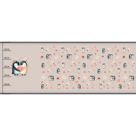 PENGUINS IN LOVE - panoramic panel brushed knitwear with elastane ITY (60cm x 155cm)