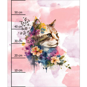 WATERCOLOR CAT PAT. 1 -  PANEL (60cm x 50cm) brushed knitwear with elastane ITY