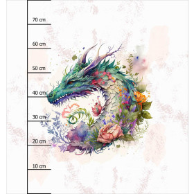 WATERCOLOR DRAGON - panel (75cm x 80cm) brushed knitwear with elastane ITY