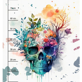 WATERCOLOR SKULL - panel (75cm x 80cm) brushed knitwear with elastane ITY