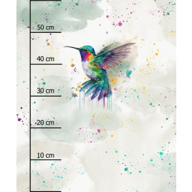 WATERCOLOR HUMMINGBIRD -  PANEL (60cm x 50cm) brushed knitwear with elastane ITY