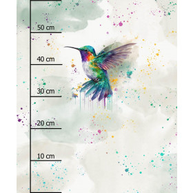 WATERCOLOR HUMMINGBIRD - panel (60cm x 50cm) Hydrophobic brushed knit