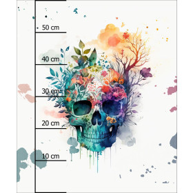 WATERCOLOR SKULL  -  PANEL (60cm x 50cm) brushed knitwear with elastane ITY