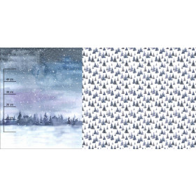 WINTER LANDSCAPE PAT. 2 / CHRISTMAS TREES (PAINTED FOREST) - PANORAMIC PANEL (80cm x 155cm)
