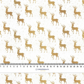 GOLDEN DEERS pat. 2 (WHITE CHRISTMAS) - Cotton woven fabric