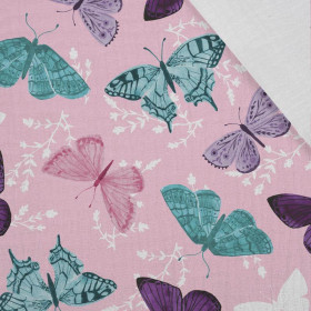 BUTTERFLIES PAT. 5 / pink (PURPLE BUTTERFLIES) - Cotton muslin