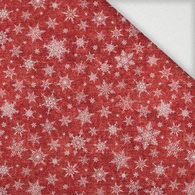 SNOWFLAKES PAT. 2 / ACID WASH RED - Woven Fabric for tablecloths