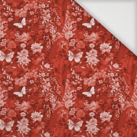 LUSCIOUS RED / FLOWERS - Woven Fabric for tablecloths