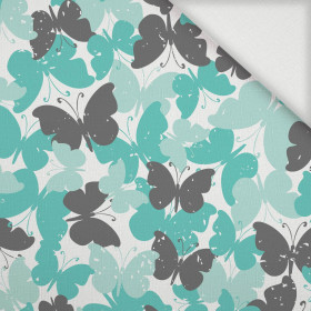 BUTTERFLIES / aqua - Woven Fabric for tablecloths