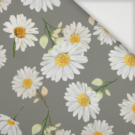 DAISIES PAT. 1 / grey - Woven Fabric for tablecloths