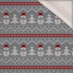 SNOWMEN WITH CHRISTMAS TREES / grey  - brushed knitwear with elastane ITY