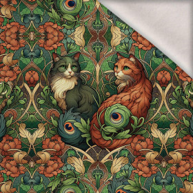 ART NOUVEAU CATS & FLOWERS PAT. 3 - panel (75cm x 80cm) brushed knitwear with elastane ITY