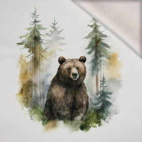 WATERCOLOR BEAR - panel (75cm x 80cm) brushed knitwear with elastane ITY