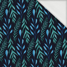 BLUE LEAVES pat. 3 / black - looped knit fabric with elastane ITY