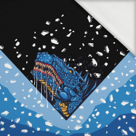 BLUE DRAGON PAT. 2 / black -  PANEL (60cm x 50cm) looped knit fabric with elastane ITY