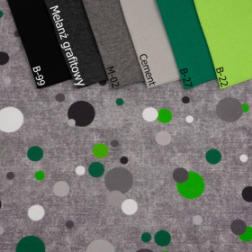 GREEN DOTSIES / ACID WASH GREY - looped knit fabric