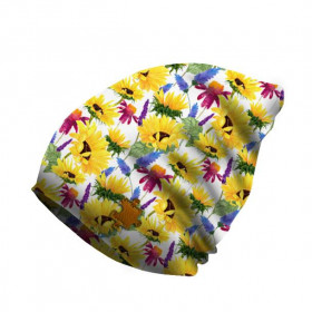 "Beanie" cap - SUNFLOWERS pat. 4 (BLOOMING MEADOW) / Choice of sizes