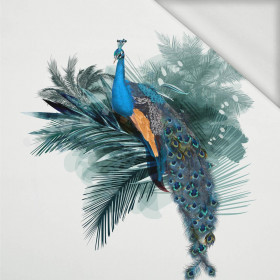 WATERCOLOR PEACOCK - panel (75cm x 80cm) looped knit