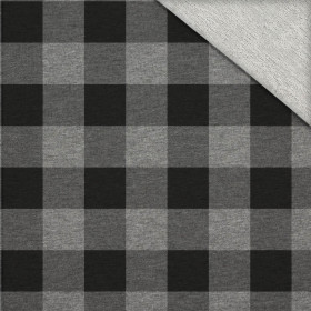 VICHY GRID BLACK / eco melange - looped knit fabric