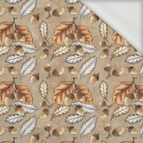 LEAVES AND ACORNS pat. 3 (AUTUMN IN THE FOREST) - looped knit fabric