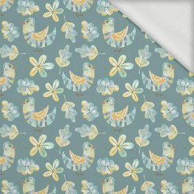 BIRDS AND LEAVES (FOREST ANIMALS) - looped knit fabric