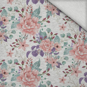 WILD ROSE FLOWERS PAT. 1 (BLOOMING MEADOW) / melange light grey - looped knit fabric