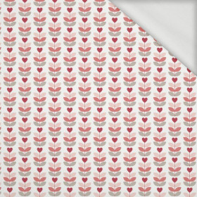 LOVE TULIPS / white (VALENTINE'S HEARTS) - looped knit fabric