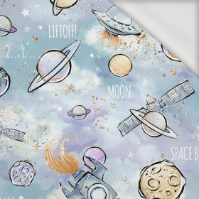 PLANETS AND ROCKETS pat. 2 (CUTIES IN THE SPACE) - looped knit fabric
