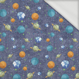 PLANETS PAT. 2 (SPACE EXPEDITION) / ACID WASH DARK BLUE - looped knit fabric