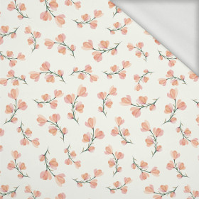 PINK FLOWERS PAT. 4 / white - looped knit fabric