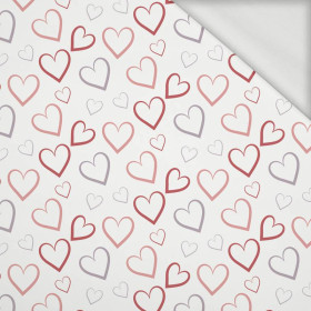 HEARTS (CONTOUR) / white (VALENTINE'S HEARTS) - looped knit fabric