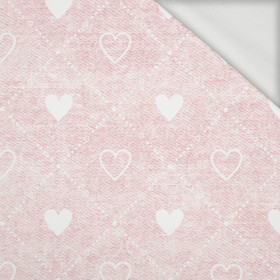 HEARTS AND RHOMBUSES / vinage look jeans (pale pink) - looped knit fabric