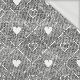HEARTS AND RHOMBUSES / vinage look jeans (grey) - looped knit fabric