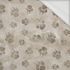 PAW PRINTS / BEIGE (SNOW LEOPARDS) - looped knit fabric