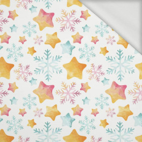 COLORFUL STARS AND SNOWFLAKES (CHRISTMAS PENGUINS) - looped knit fabric