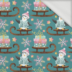 PENGUINS / SLEIGH (CHRISTMAS PENGUINS) - looped knit fabric