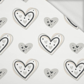 HEARTS (CONTOUR) pat. 3 / white (RAINBOWS AND HEARTS) - looped knit fabric