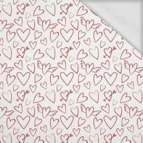 WINGED HEARTS / white (VALENTINE'S MIX) - looped knit fabric