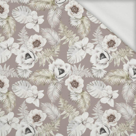 WHITE FLOWERS PAT. 3 - looped knit fabric