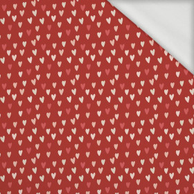 MINI HEARTS / RED (BIRDS IN LOVE) - looped knit fabric