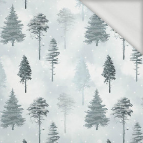 SNOWY TREES (WINTER IN THE MOUNTAINS) - looped knit fabric