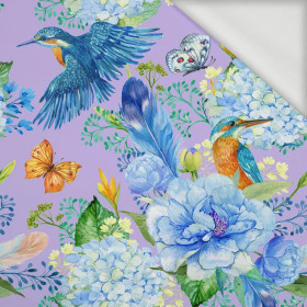 KINGFISHERS AND LILACS (KINGFISHERS IN THE MEADOW) / lilac - looped knit fabric