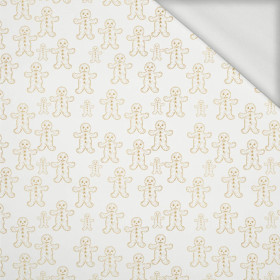 GOLDEN GINGERBREAD MEN (WHITE CHRISTMAS) - looped knit fabric