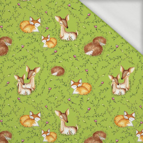 SLEEPING ANIMALS MIX (SLEEPING ANIMALS) / green - looped knit fabric